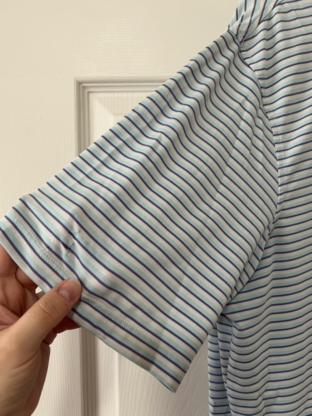 Greyson Men’s Light Blue Striped Performance Golf Polo Size Large - Picture 2 of 10